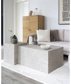 Beżowy stolik w dekorze marmuru 60x80 cm Prague – House Nordic