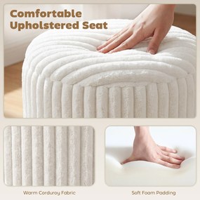 HOMCOM Taboret z odwracalną pokrywą, nowoczesny sztruksowy taboret do salonu i sypialni, biały | Aosom PL