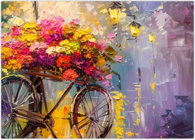 Obraz na szkle - Koło z kwiatami (70x50 cm)
