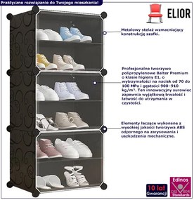Czarna modułowa szafka na buty w stylu nowoczesnym - Leger 3X