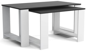 Stoliki kawowe ZESTAW STOLIKÓW 90+65cm MORI Biały/Czarny