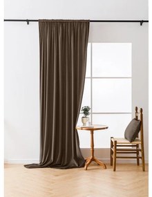 Brązowa zasłona zaciemniająca VELVET 140x270 cm Zawieszanie: Taśma z wiązaniami