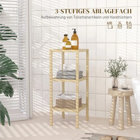 HOMCOM Regał Łazienkowy, 3 Poziomy, Odporny na Wilgoć, z Bambusa, 33 x 31 x 78 cm