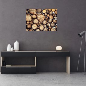 Obraz na szkle - Drewno w śniegu (70x50 cm)