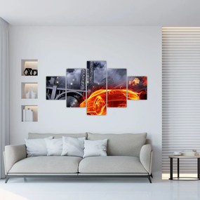 Obraz płonącego samochodu (125x70 cm)