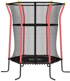 HOMCOM Trampolina dla dzieci, Ø163,5 cm, z siatką bezpieczeństwa, wyściełana, stal, do 50 kg, Czarno-Czerwona