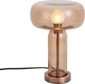 Lampa stołowa Hotel Chic ciemny brąz z brązowym szkłem - Amara