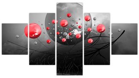 Obraz czerwonych abstrakcyjnych kul (125x70 cm)