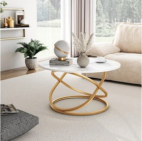 Stolik kawowy biały/złoty 79.5x62x46 calgary