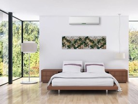 Obraz - Złoto - zielone tropikalne liście (170x50 cm)