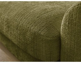 Narożnik z tkaniny szenilowej (lewostronny/z szezlongiem) w kolorze khaki Leonore – Bobochic Paris