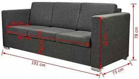 Trzyosobowa ciemnoszara sofa loftowa Karson 3X