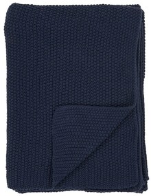 Ciemnoniebieski koc z bawełny z recyklingu 130x170 cm Santos – House Nordic