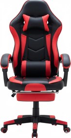 Fotel gamingowy z wysuwanym podnóżkiem Viper, kolor czarno-czerwony