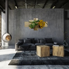 Obraz - Żółte róże w stylu vintage (125x70 cm)