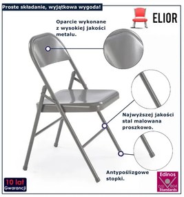 Nowoczesne szare składane krzesło L8-K84