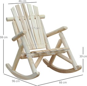 Fotel bujany krzesło na biegunach drewniane outsunny
