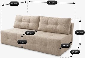 Sofa z Funkcją Spania MORANA Beżowa Szenil Nowoczesna