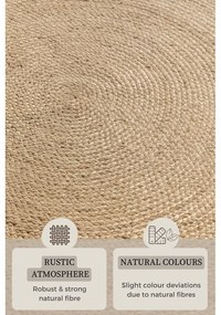 Okrągły dywan z juty dwustronny w kolorze kości słoniowej ø 200 cm Braided Ivory – Hanse Home