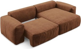 Rozkładany narożnik z tkaniny szenilowej (prawostronny/z szezlongiem) w kolorze terakoty Kuki – Makamii