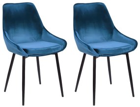 Zestaw 2 krzeseł MASURIE – Welur– Granatowe