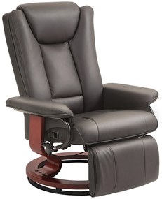 HOMCOM Obrotowy fotel relaksacyjny z funkcją leżenia, do 150 kg, obicie ze skóry ekologicznej, stelaż stalowy, Brązowy