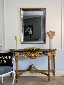 Barokowa konsola, kolor ciemnozłoty, czarny blat.