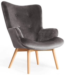 Fotel tapicerowany MOSS VELVET szary HOMLA