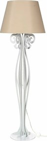 Circeo lampa podłogowa 60x180 cm, białe żelazo, piaskowy klosz, vintage, przełącznik nożny, made in Italy