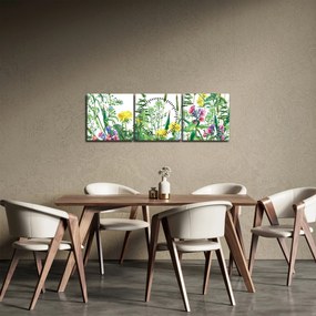 Obraz - Malowane kwiaty łąkowe (z zegarem) (90x30 cm)