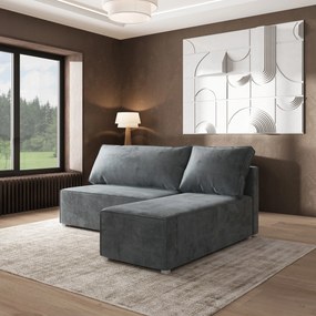 Masseno Narożnik BRISO z funkcją spania i pojemnikiem na pościel Narozniki L, Rozkładana sofa - Szary, MONOLITH 85