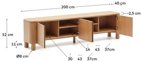 Szafka pod TV w dekorze jesionu w naturalnym kolorze 200x52x40 cm Salaya – Kave Home