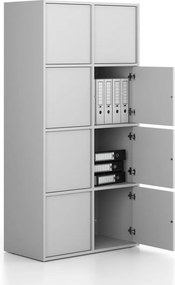 Szafka biurowa FRAME, 8x drzwi, 872 x 450 x 1735 mm, PUSH-lock, szary
