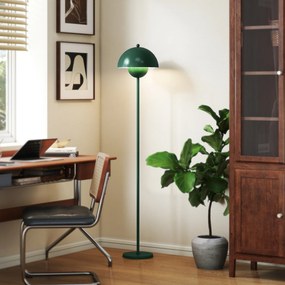 HOMCOM Lampa podłogowa, okrągły klosz, sterowanie nożne, długi kabel, elegancki design, stal, zielona