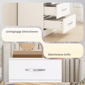 HOMCOM Komoda z 5 szufladami, komoda do ubrań i rzeczy, płyta wiórowa, biały