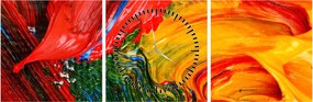 Obraz - Niebieska abstrakcja za pomocą pędzla (z zegarem) (90x30 cm)