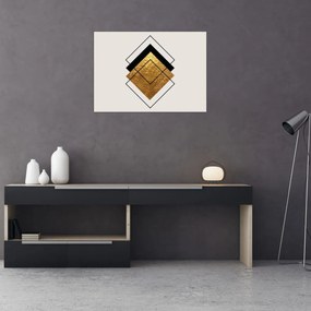 Obraz - Abstrakcja złoto-biała N⁰1 (70x50 cm)