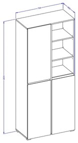 Szafa do przedpokoju CROSS 3D 80cm biała/czarna z półkami HELVETIA