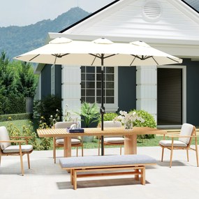 Outsunny Parasol słoneczny, parasol ogrodowy, regulowany, z korbą, z otworami wentylacyjnymi, poliester+stal, kremowy, 295 x 152 cm | Aosom PL