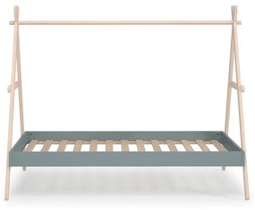 Łóżko dziecięce z litego drewna sosnowego w kształcie domku ze stelażem 90x200 cm w naturalnym kolorze/szarozielone Trufa – Marckeric