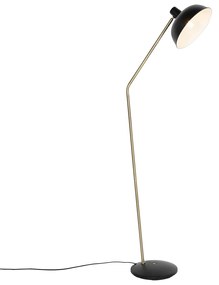 Lampa stojąca Retro czarna z brązem - Milou Retro Oswietlenie wewnetrzne