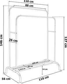 Minimalistyczny biały wieszak stojący na ubrania S3-S80