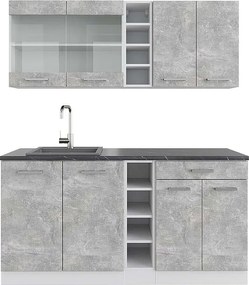 Pojedyncza kuchnia beton/biały 160x60x81.6 r-line