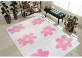 Różowo-kremowy dywan dziecięcy odpowiedni do prania 60x100 cm Cute Flowers Pink – Vitaus