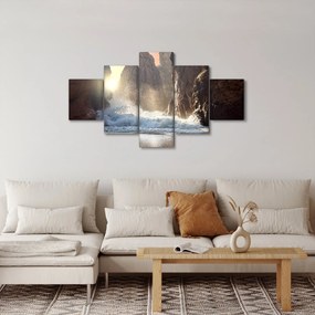 Obraz - Skały i fale oceanu (125x70 cm)