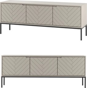 Szafka RTV w jodełkę Aspen 01 cashmere/czarny mat 150 cm
