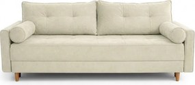 Sofa z Funkcją Spania LONAR Kremowa Welurowa Nowoczesna