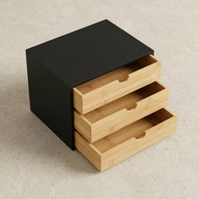 Organizer biurowy HEGO z 3 szufladkami, bambusowy, 25 x 31 x 25 cm