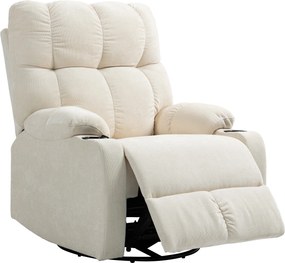 HOMCOM Fotel relaksacyjny z podnóżkiem, leżak, obrotowy, do 150 kg, stalowa rama, 88x96x108cm, Beżowy