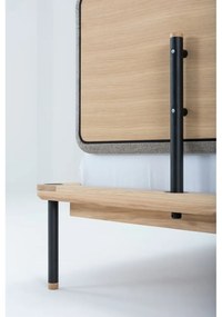 Szare/naturalne łóżko dwuosobowe z litego drewna dębowego ze stelażem 180x200 cm Fina – Gazzda